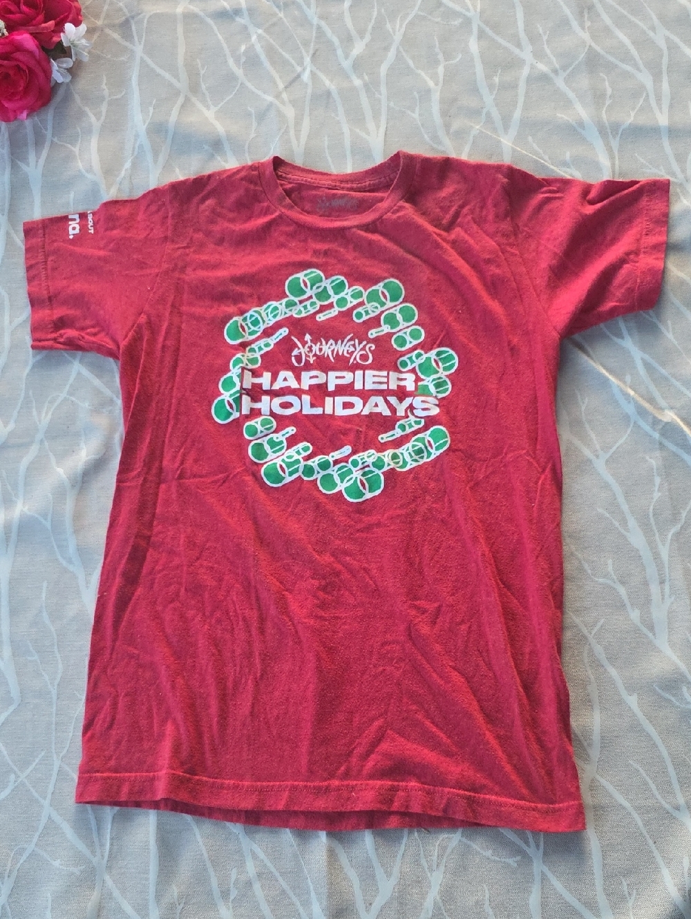 Red 'Happier Holidays' Graphic Short Sleeve Tee